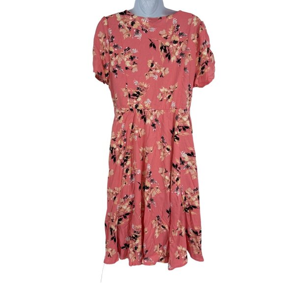 Torrid Mini Challis Shirred Short Sleeve Peach Floral Dress Size L - Picture 5 of 9